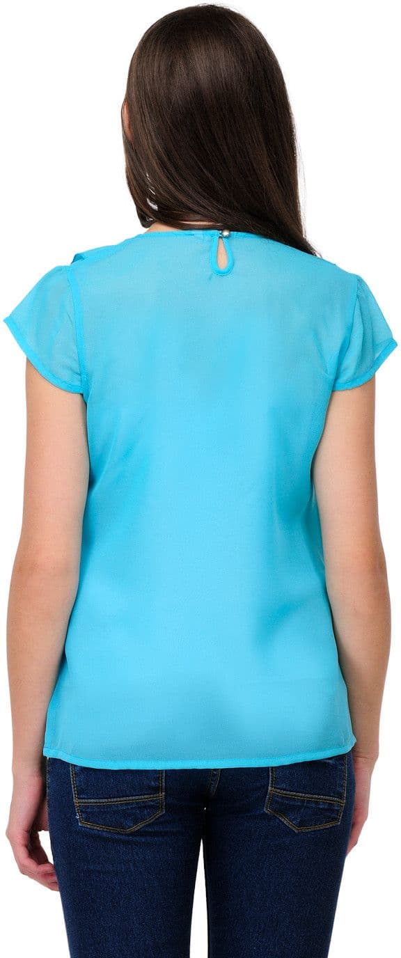 Stilestreet Casual Short Sleeve Solid Women's Top view 3