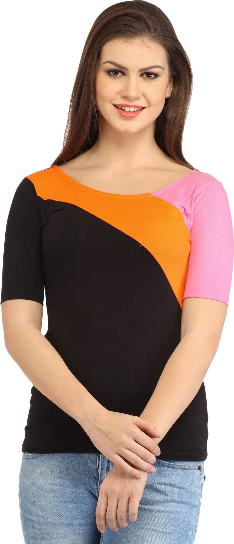 Cation Casual 3/4 Sleeve Solid Women's Top view 2