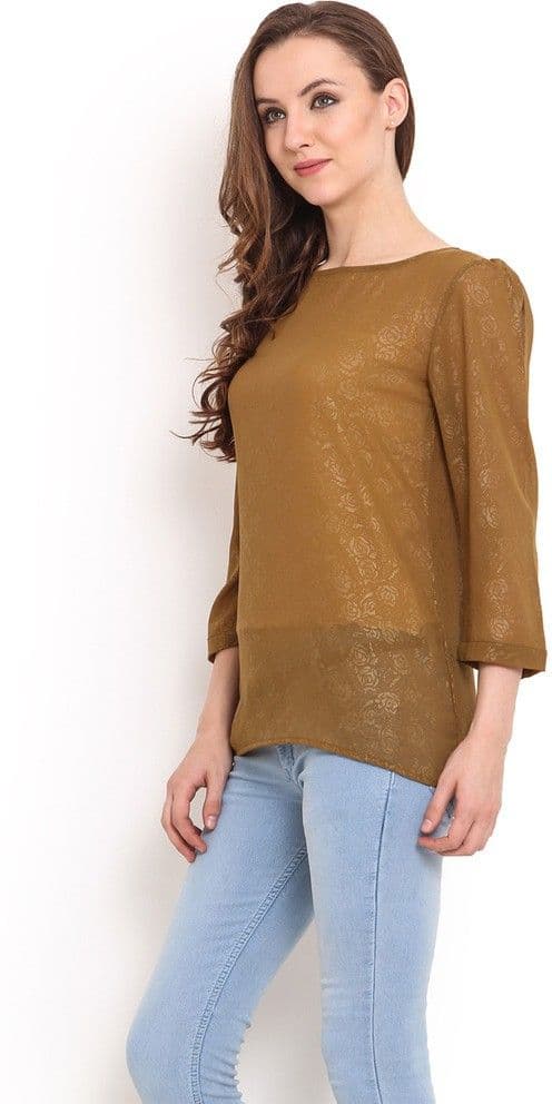 Trend Arrest Casual 3/4 Sleeve Solid Women's Top view 6
