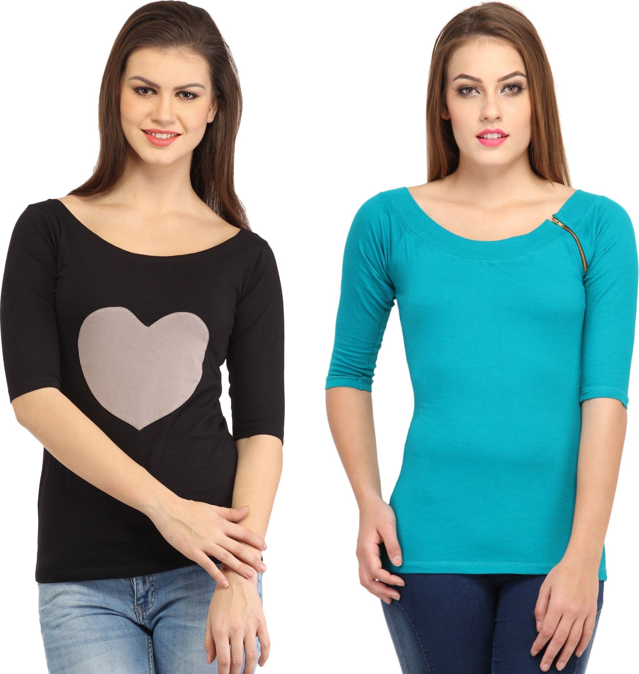 Cation Casual 3/4 Sleeve Solid Women's Top view 2
