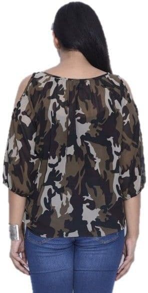 ENTEASE Casual 3/4 Sleeve Printed Women's Top view 4