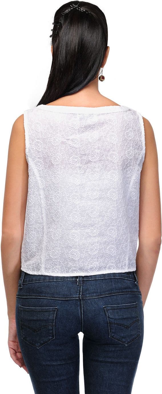 Gloria Casual Sleeveless Self Design Women's Top view 2