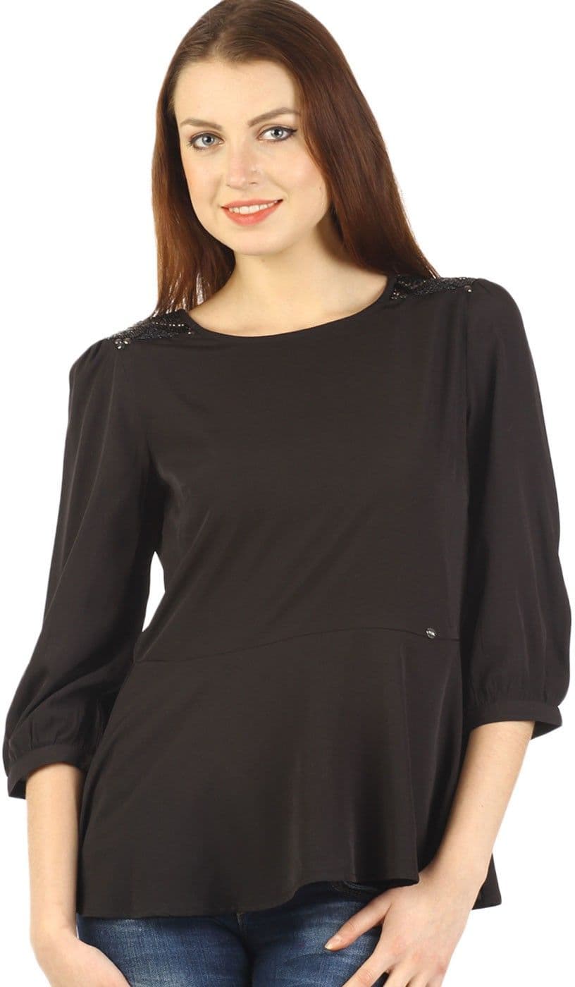 Ozel Studio Casual Full Sleeve Solid Women's Top