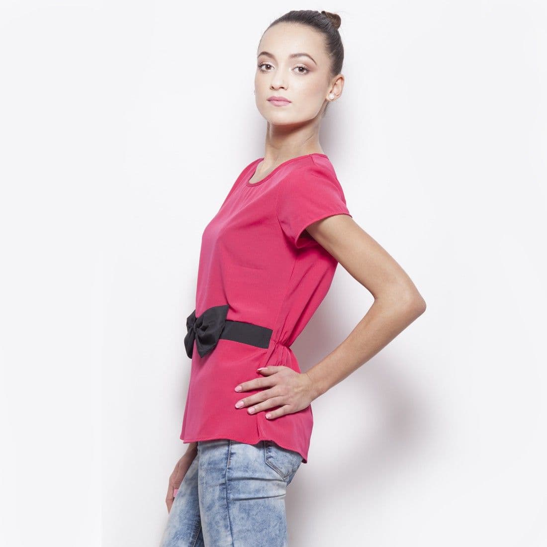 Popnetic Casual Short Sleeve Solid Women's Top view 3