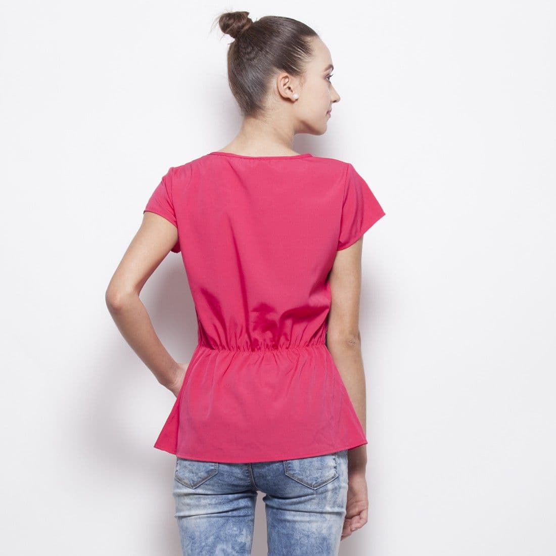 Popnetic Casual Short Sleeve Solid Women's Top view 4