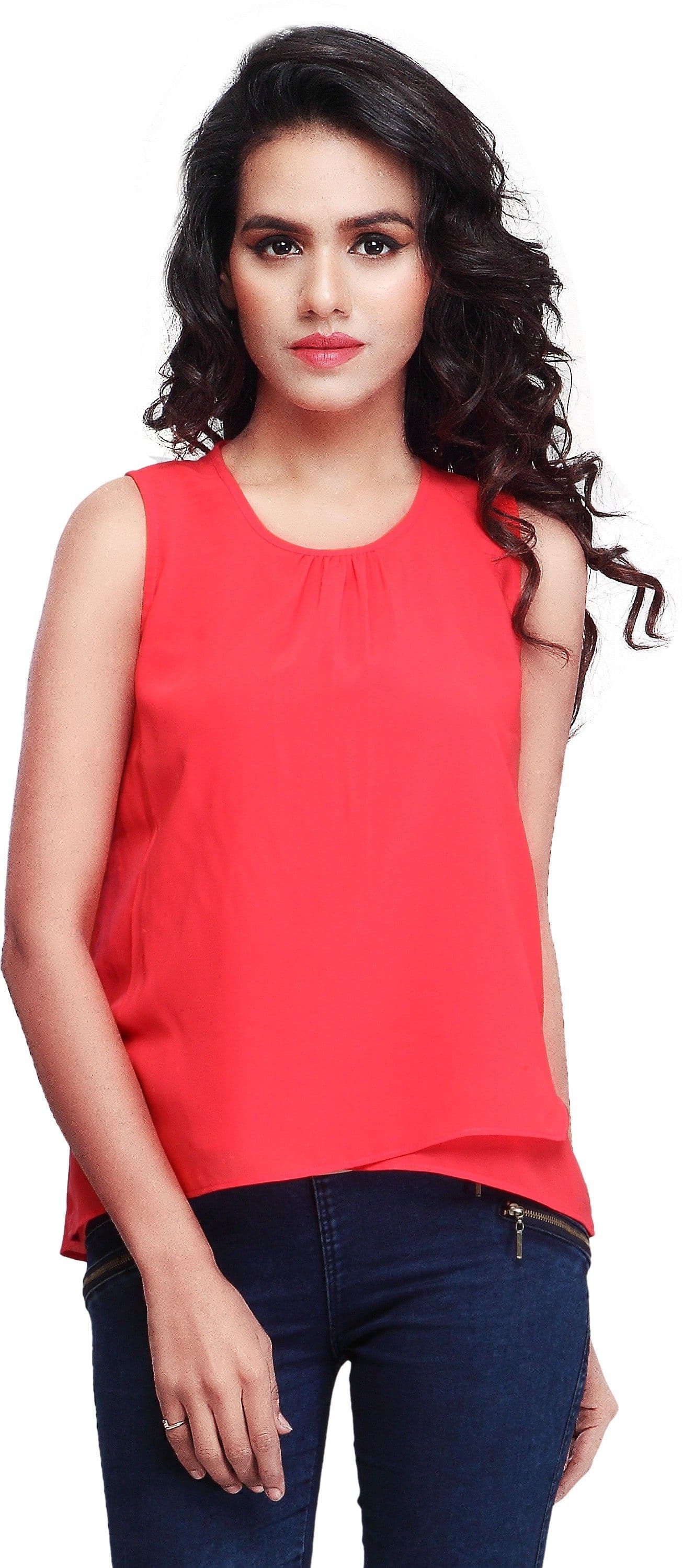 SFDS Casual, Formal, Party Sleeveless Self Design Women's Top view 2