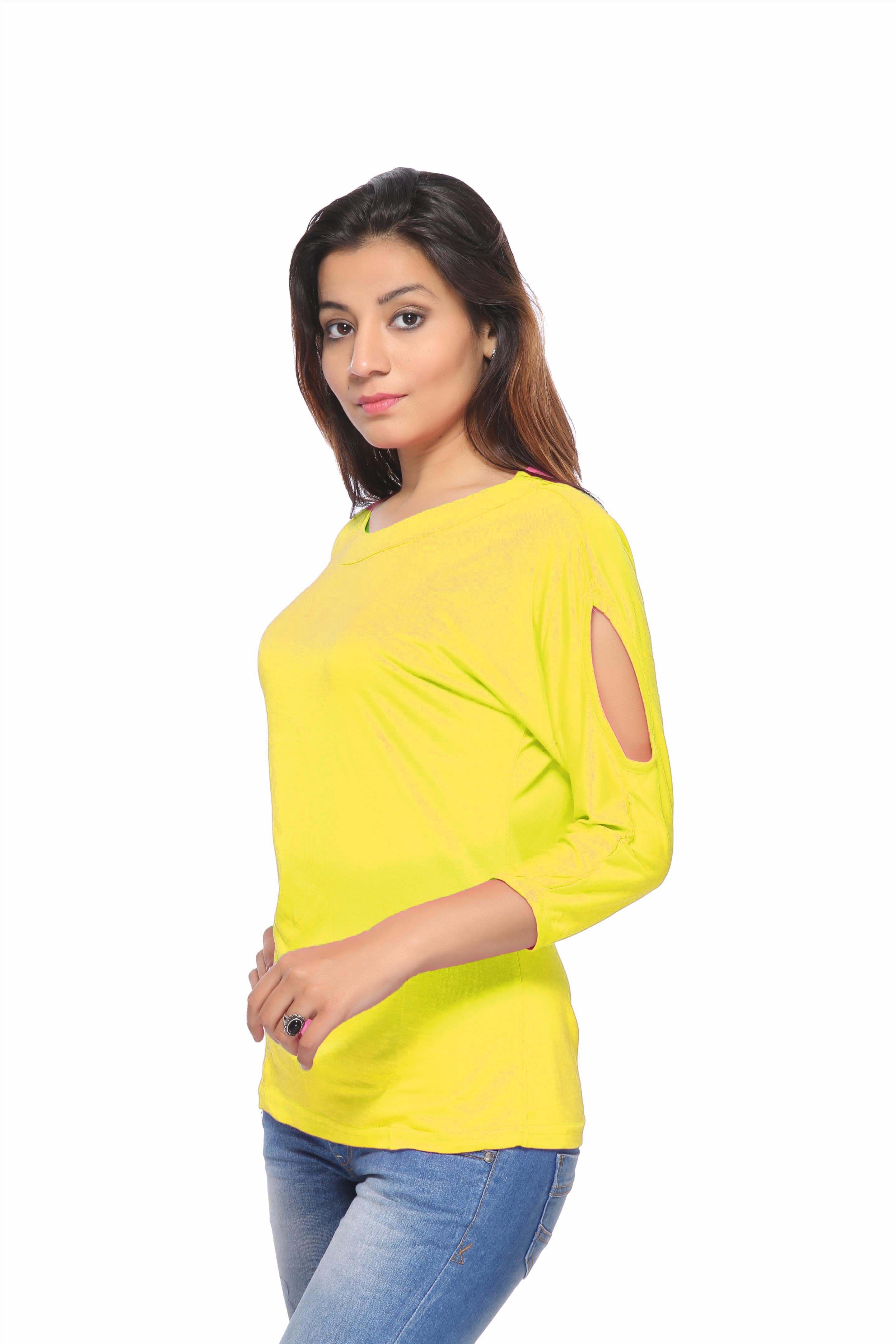 Fabpoppy Casual 3/4 Sleeve Solid Women's Top view 2