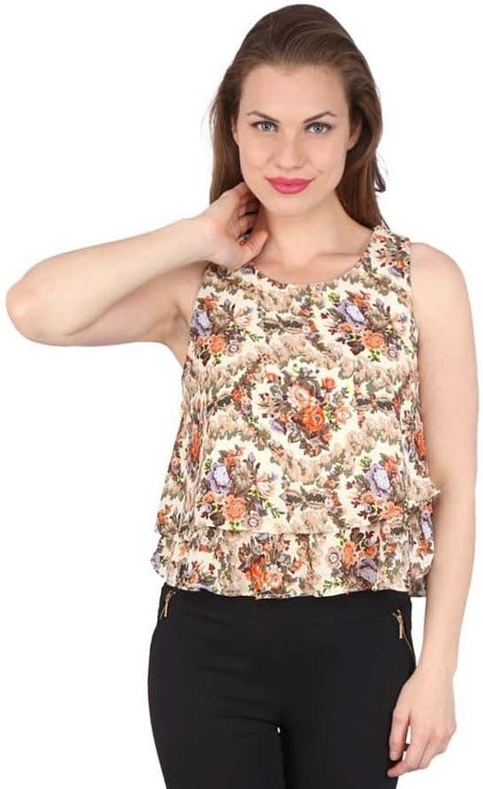 Tenn Casual, Party Sleeveless Floral Print Women's Top