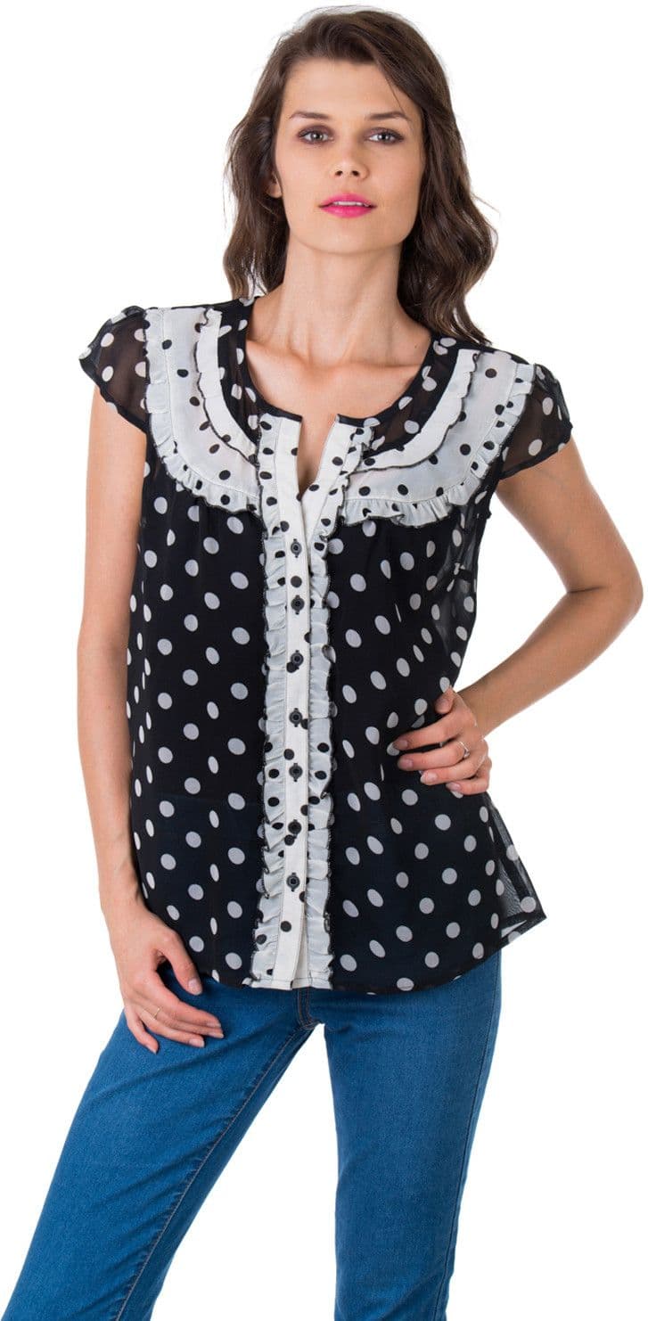 Gypsy Soul Casual Short Sleeve Polka Print Women's Top