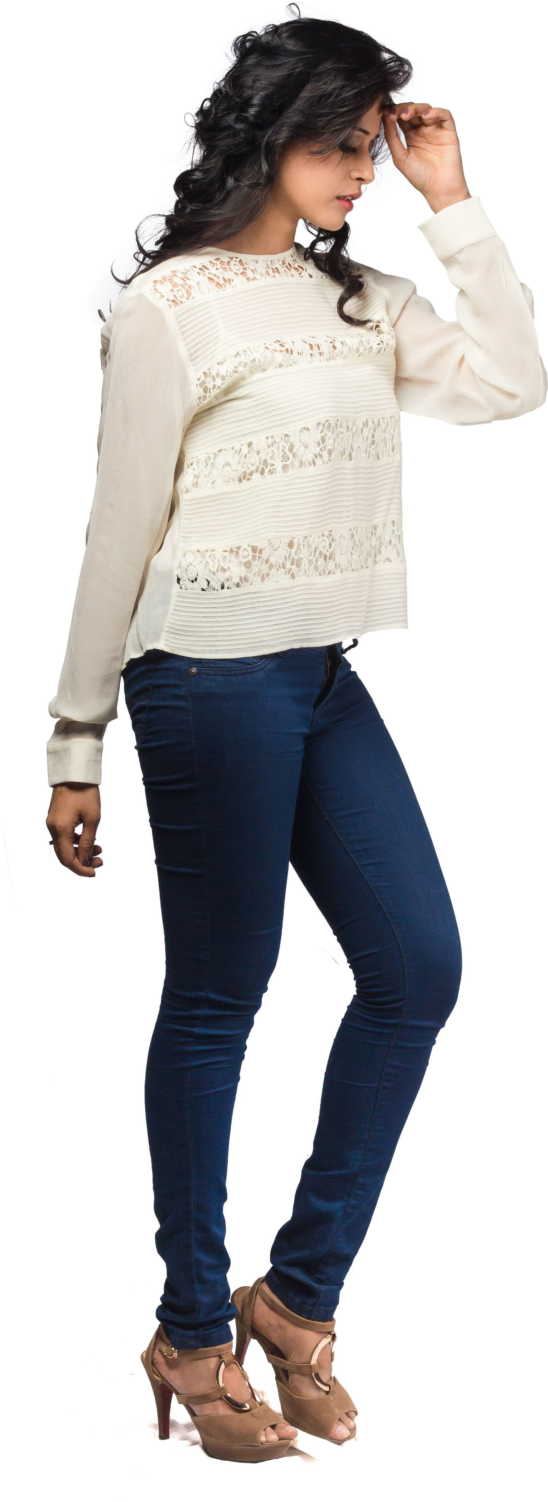Aaliya Festive Full Sleeve Self Design Women's Top view 3