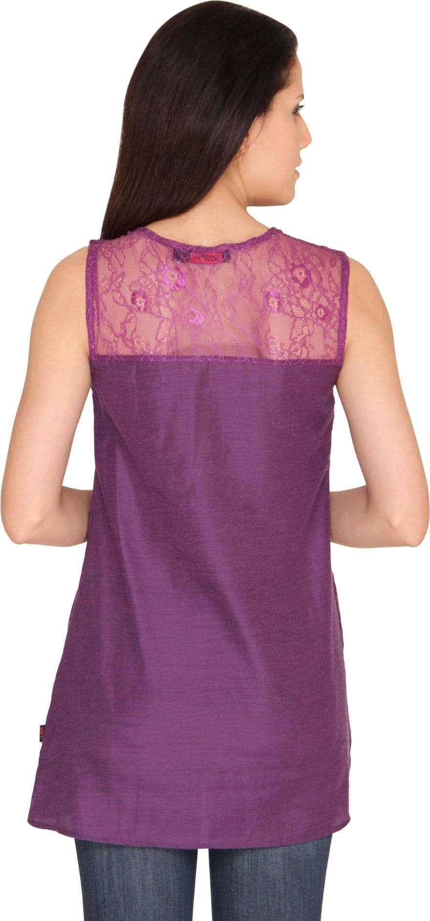 Bedazzle Casual Sleeveless Solid Women's Top view 5