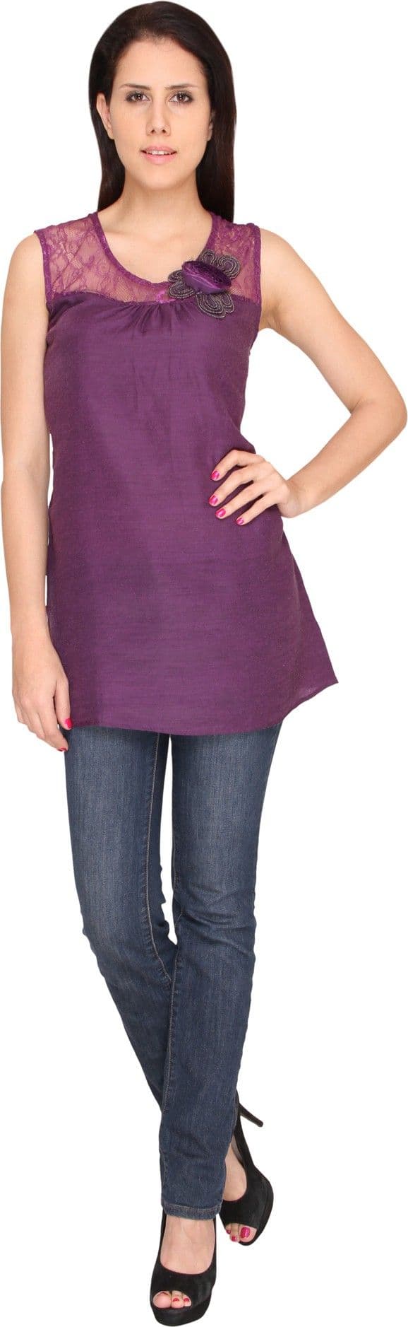 Bedazzle Casual Sleeveless Solid Women's Top view 6