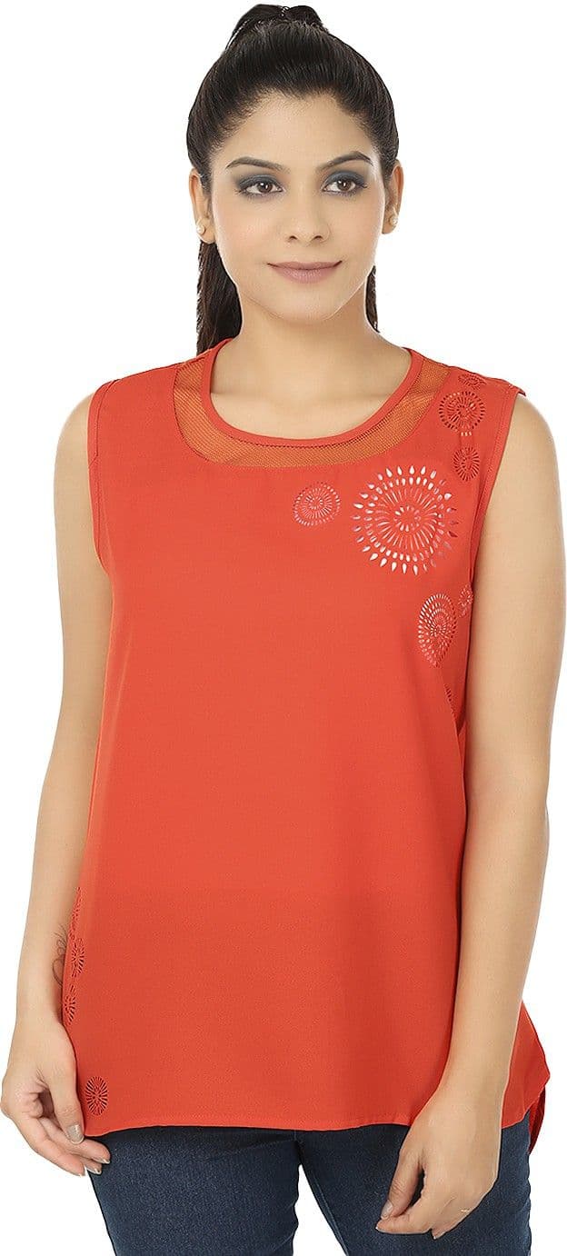 Elmo Casual Sleeveless Solid Women's Top