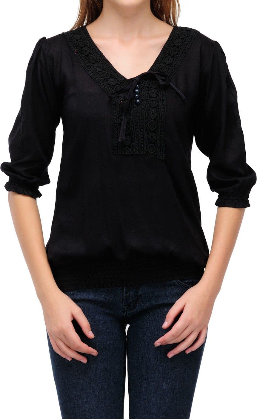 RPB Casual 3/4 Sleeve Solid Girl's Top view 4