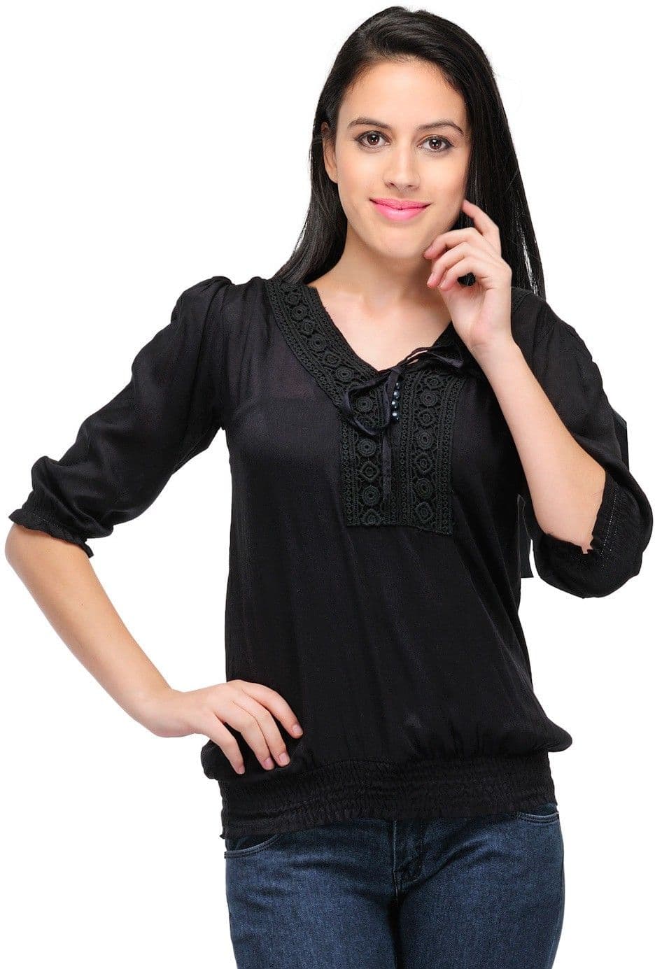 RPB Casual 3/4 Sleeve Solid Girl's Top