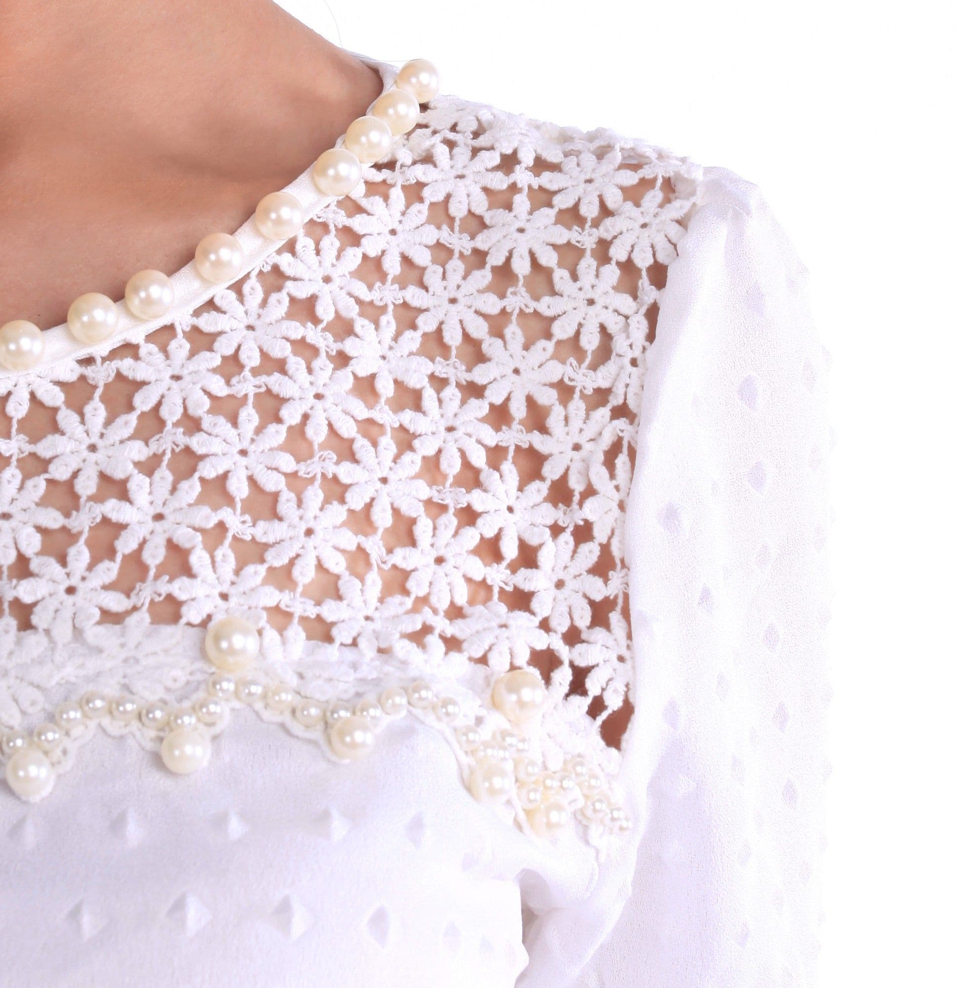 Dewberries Formal Short Sleeve Self Design Women's Top view 3