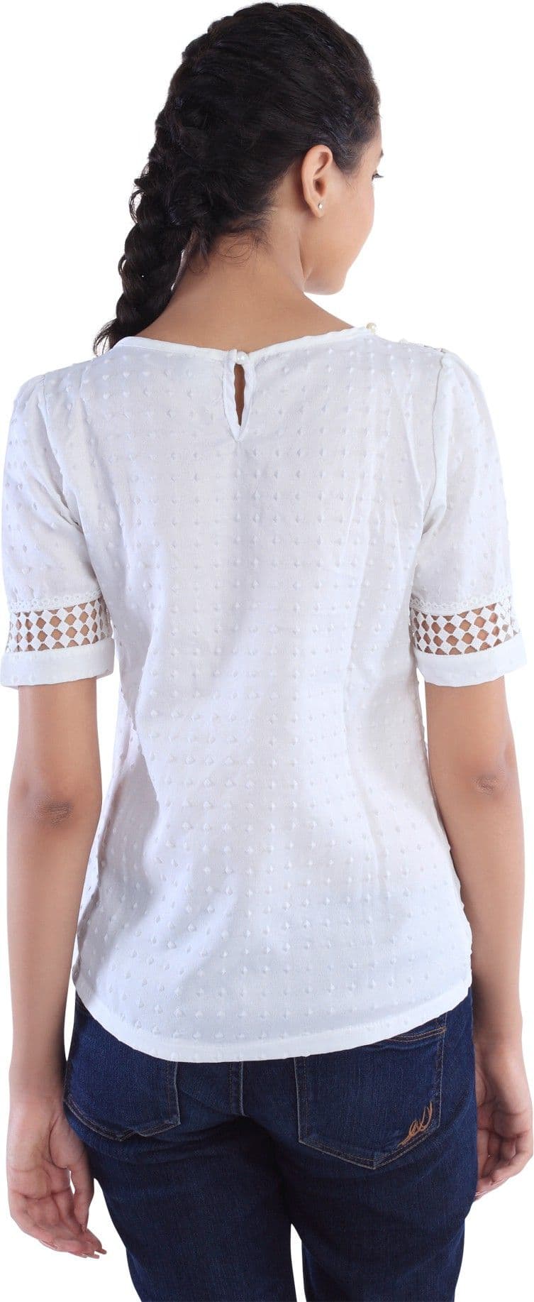 Dewberries Formal Short Sleeve Self Design Women's Top view 2