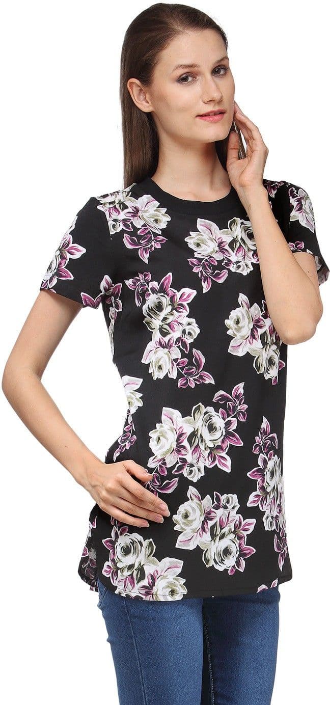 Ausy Casual Short Sleeve Floral Print Women's Top view 3