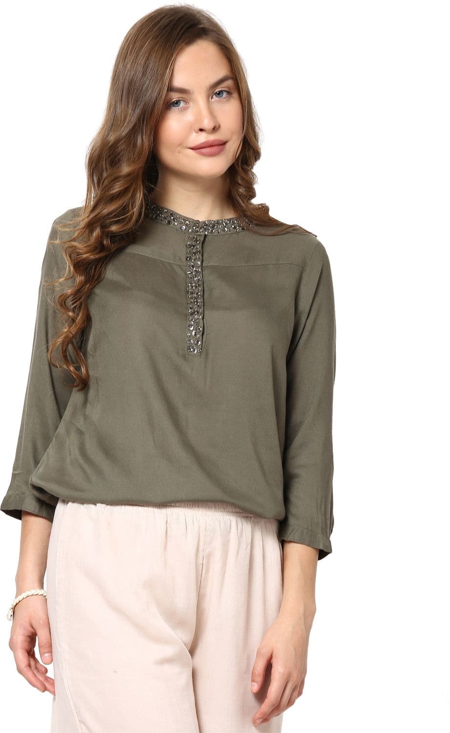 Rose Vanessa Casual 3/4 Sleeve Printed Women's Top