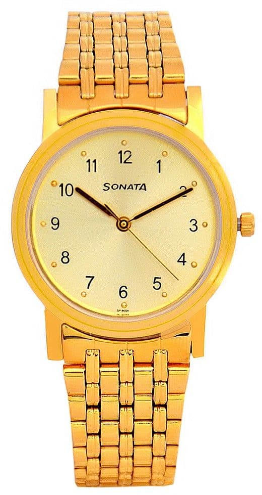 Sonata Gold Plated GOLDP Analog Watch  - For Men