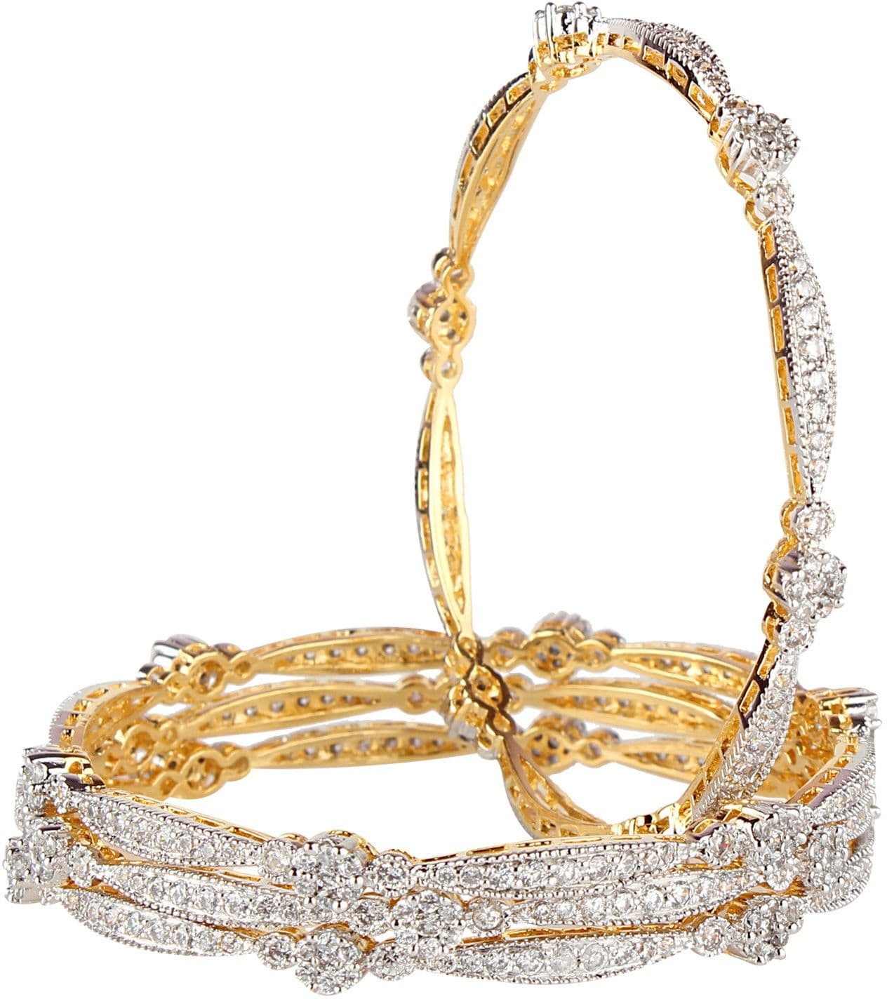 Imit Jewel Copper Cubic Zirconia Yellow Gold Bangle Set