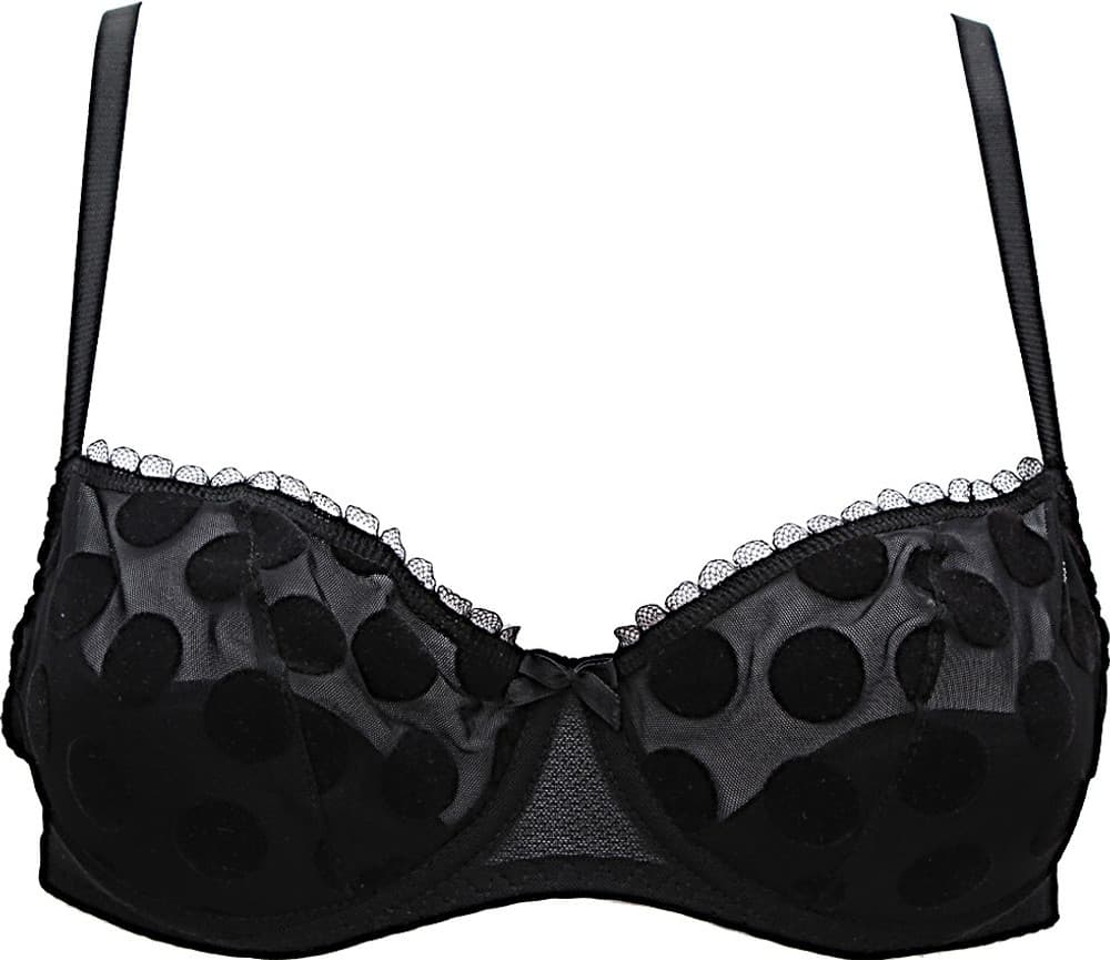 Peches by Peches - Polyamide Black Polka Dots Demicup Semi Padded Underwired Women's Balconette Bra