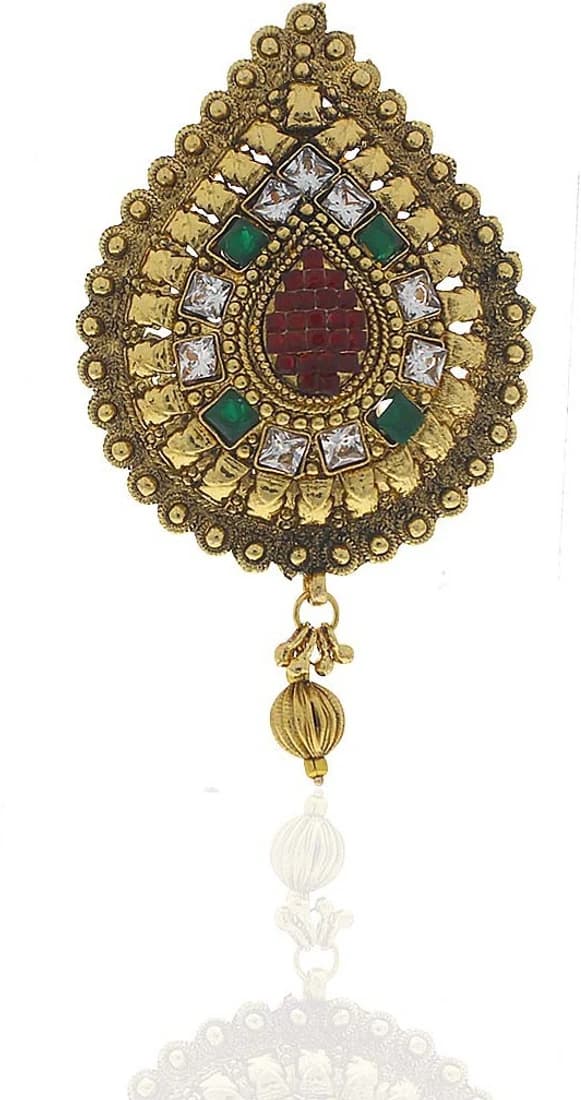 Anuradha Art Antique Golden Polished Brooch