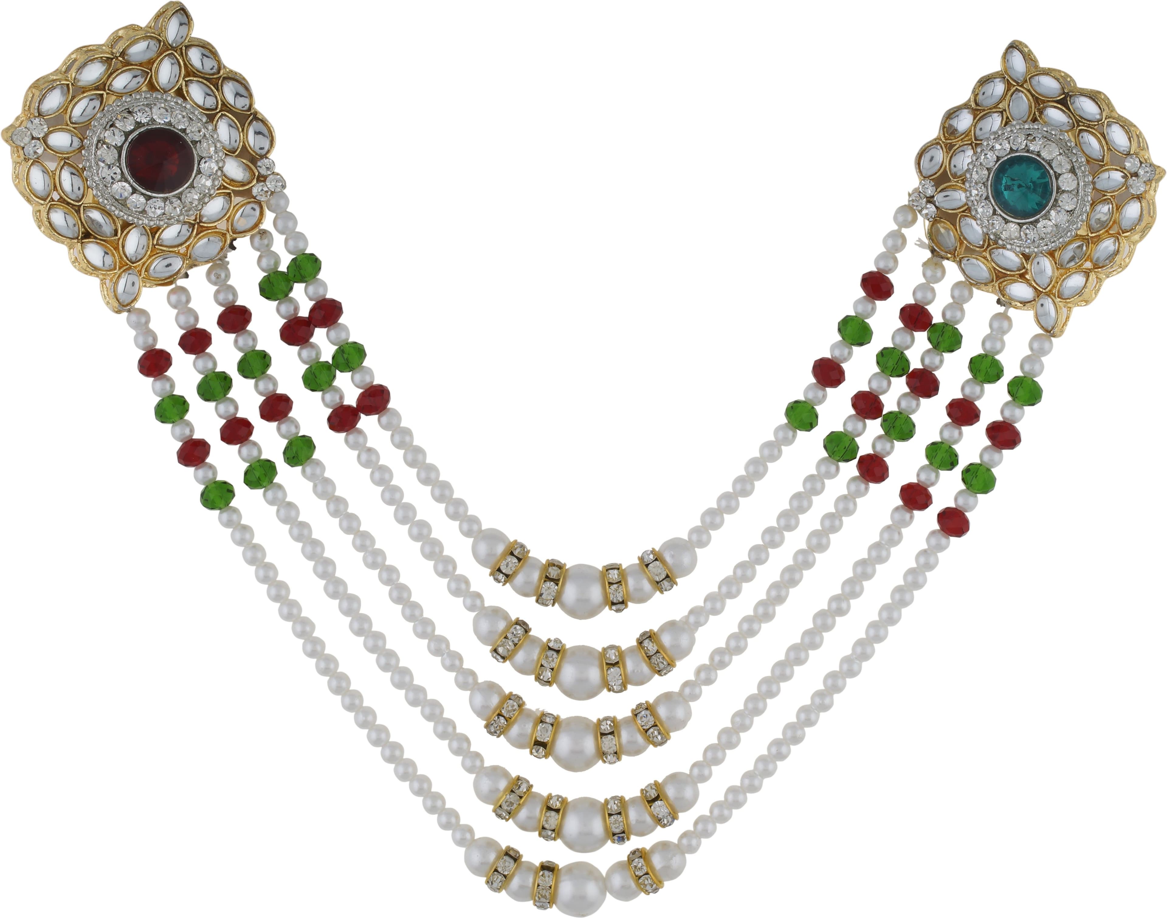 Dimple Creation Pearl 5 Layer Two Sided Pin/Kalgi Brooch