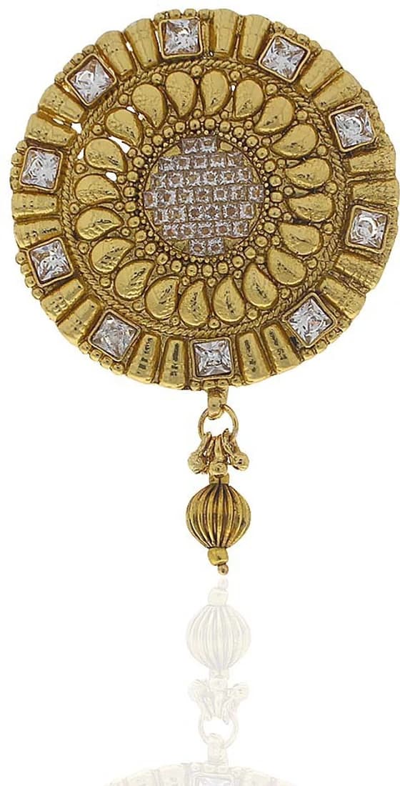 Anuradha Art Antique Golden Polished Brooch