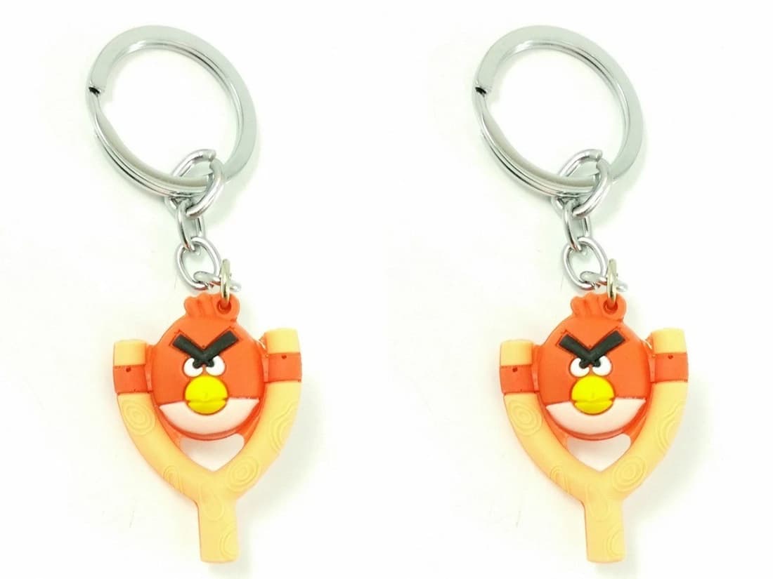 Singh Xpress Combo of 2 Naughty Angry Bird in Catapult - Key Chains - Car and Bike - Fancy - Accessories Rubber - - Valentines Special Carabiner