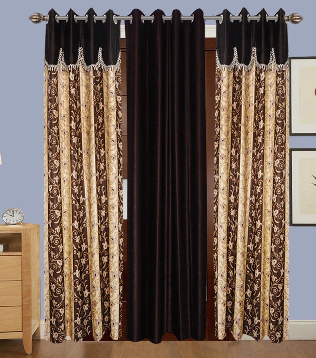 HomeeHub Polyester Multicolor Self Design Eyelet Door Curtain