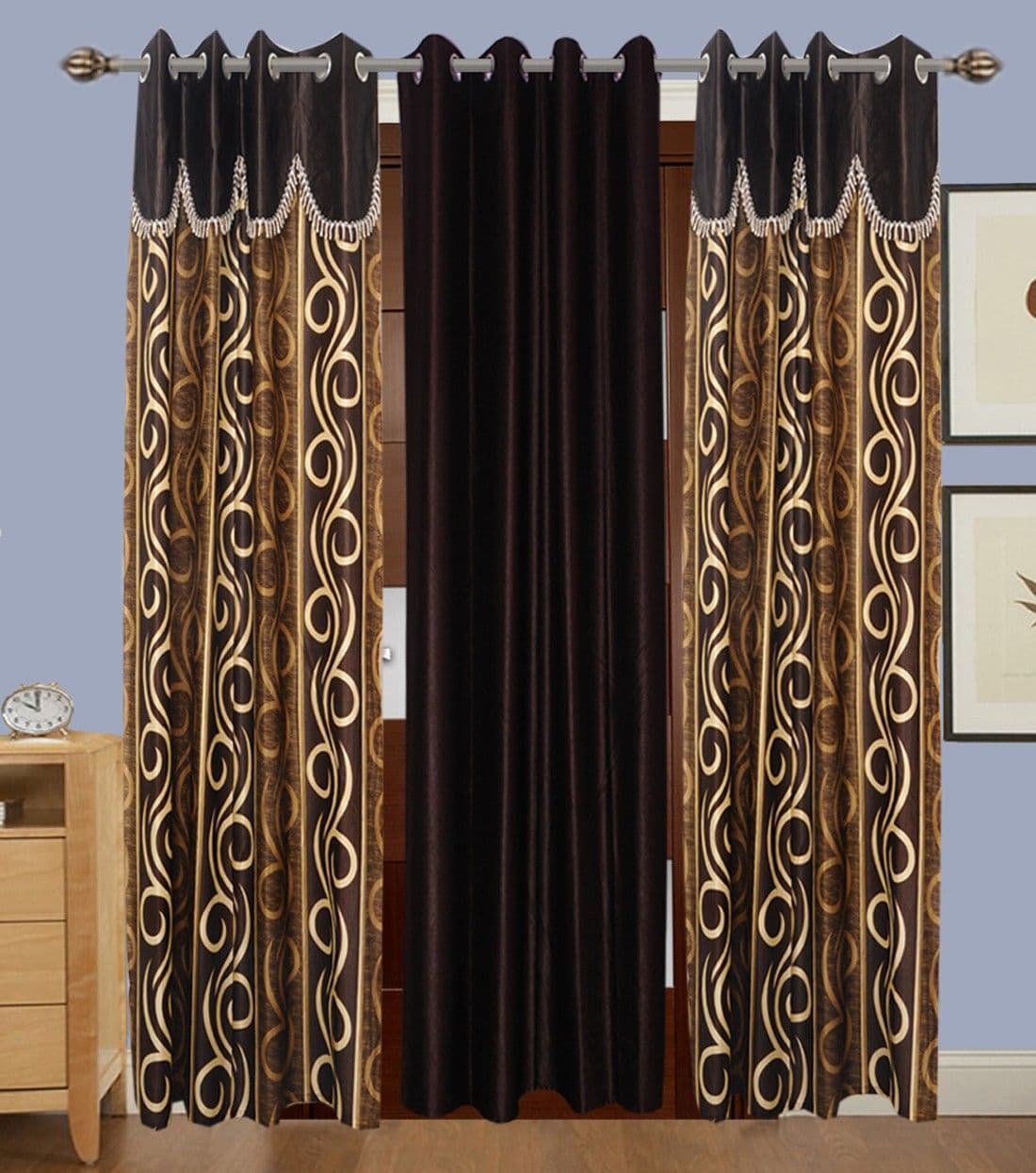 HomeeHub Polyester Multicolor Self Design Eyelet Door Curtain