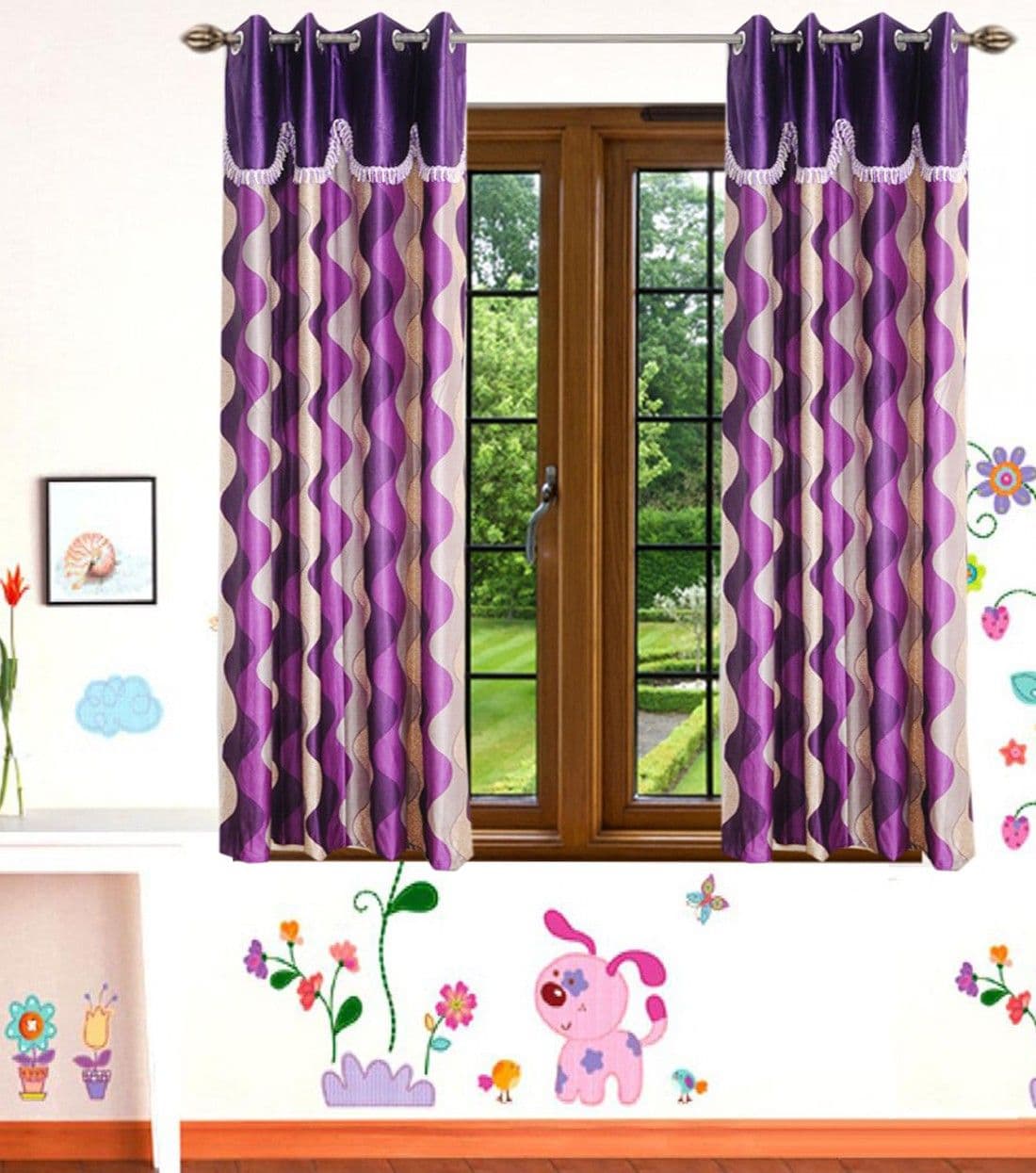 HomeeHub Polyester Multicolor Self Design Eyelet Window Curtain