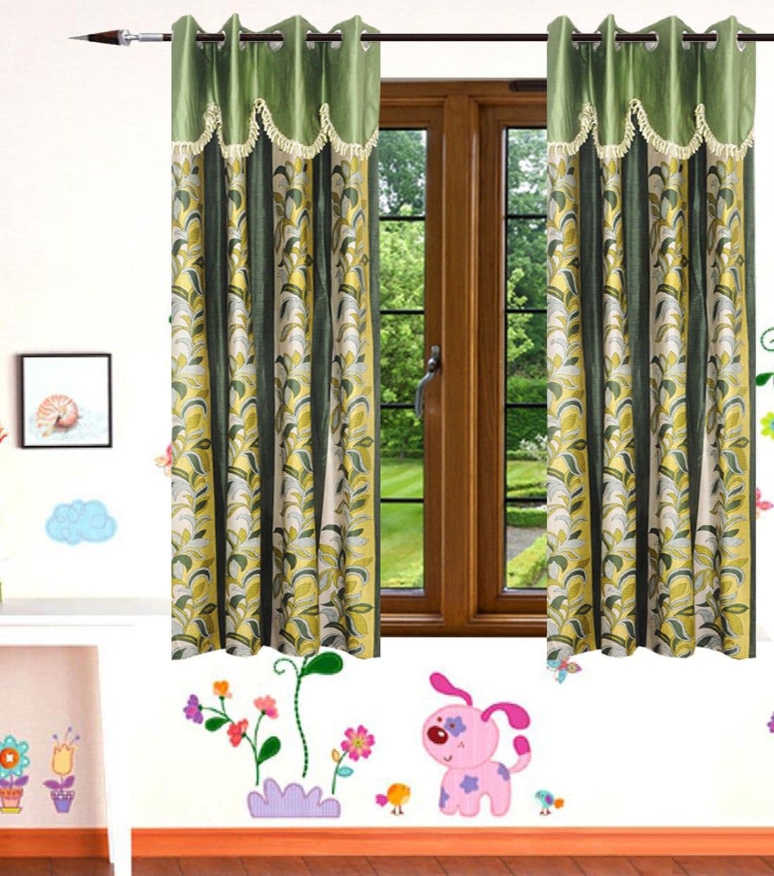 HomeeHub Polyester Multicolor Self Design Eyelet Window Curtain