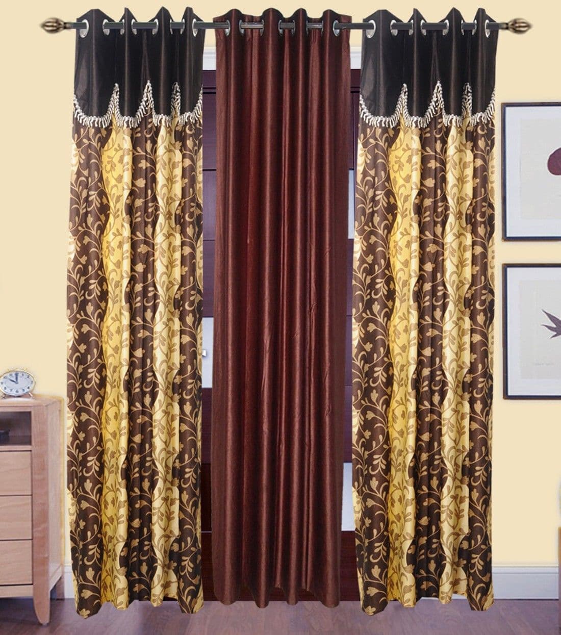 HomeeHub Polyester Multicolor Self Design Eyelet Door Curtain