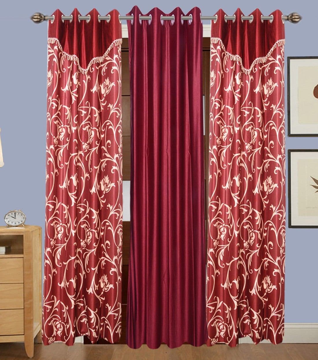 HomeeHub Polyester Multicolor Self Design Eyelet Door Curtain