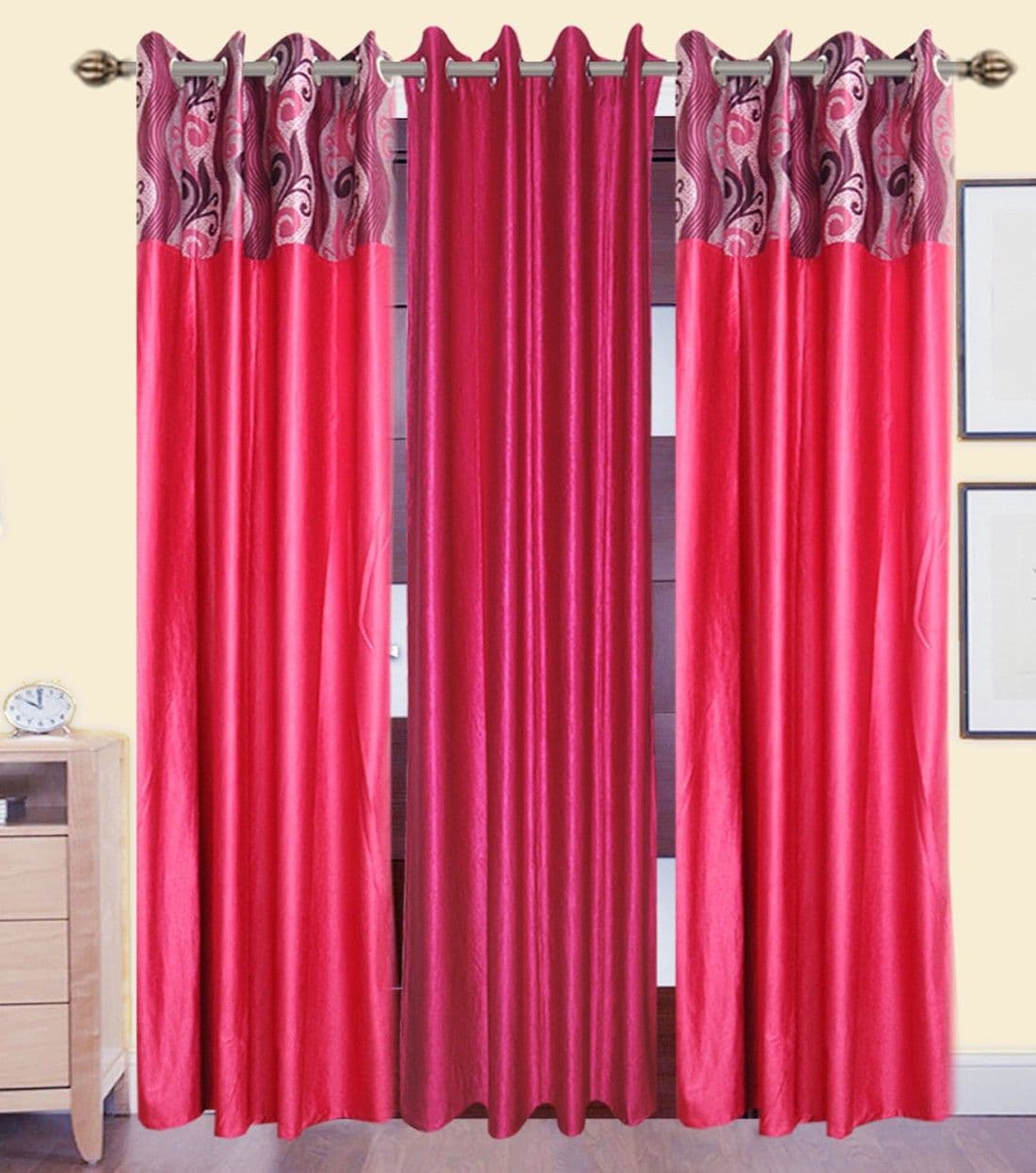 HomeeHub Polyester Multicolor Self Design Eyelet Door Curtain