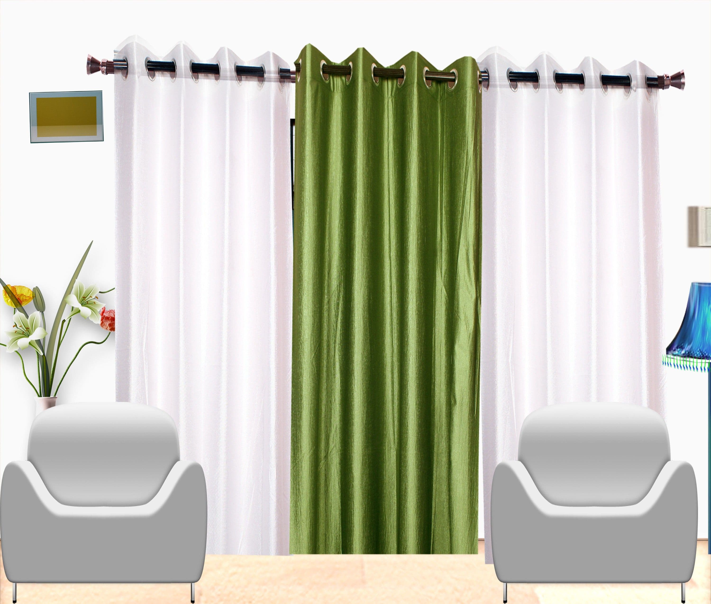 Fresh From Loom Polyester Multicolor Solid Eyelet Door Curtain