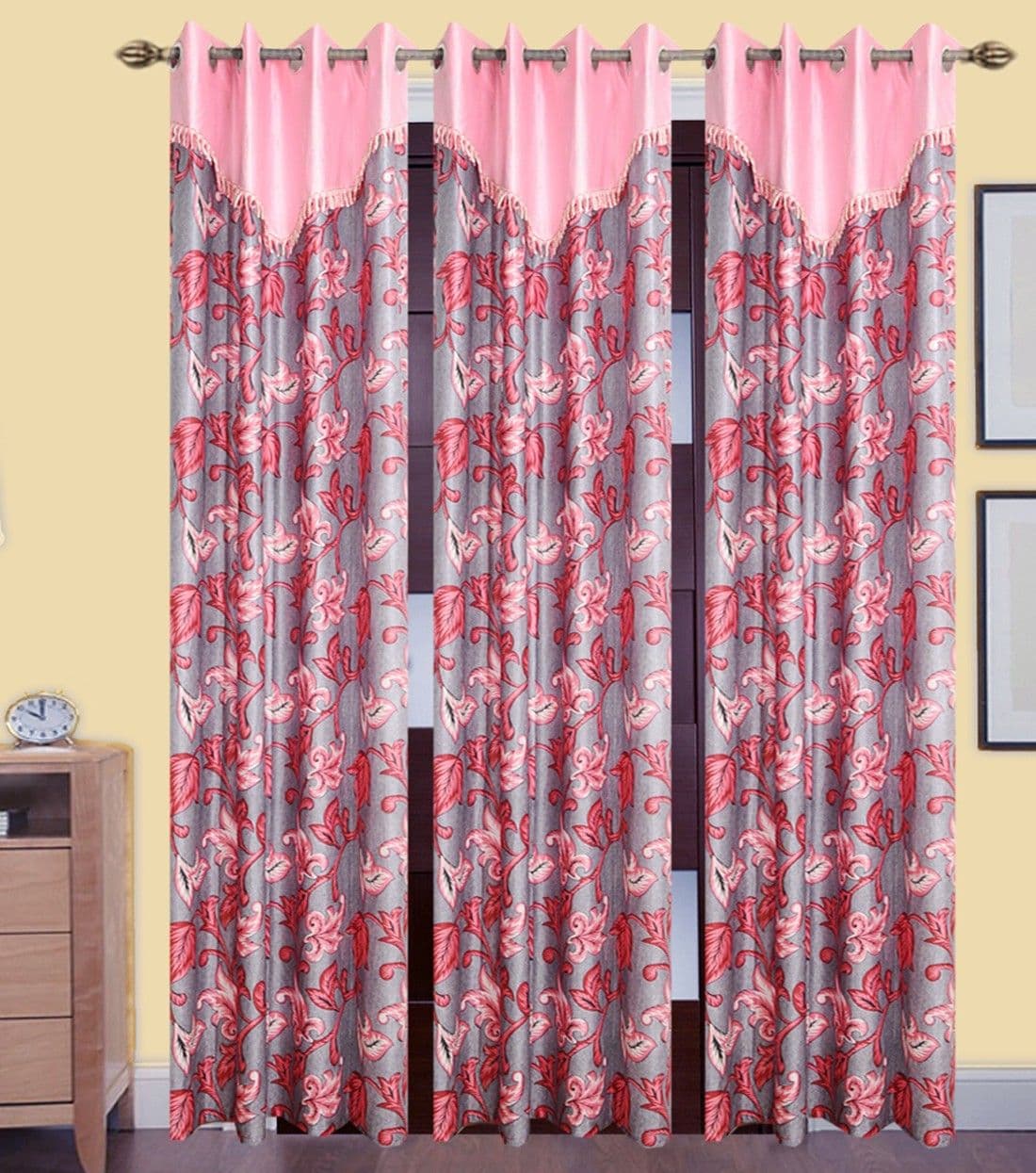 HomeeHub Polyester Multicolor Self Design Eyelet Door Curtain