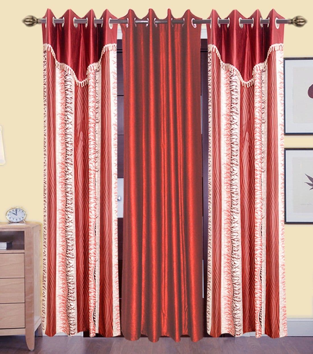HomeeHub Polyester Multicolor Self Design Eyelet Door Curtain