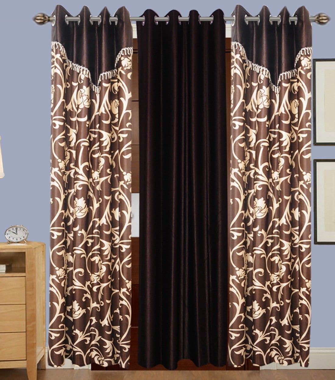 HomeeHub Polyester Multicolor Self Design Eyelet Door Curtain