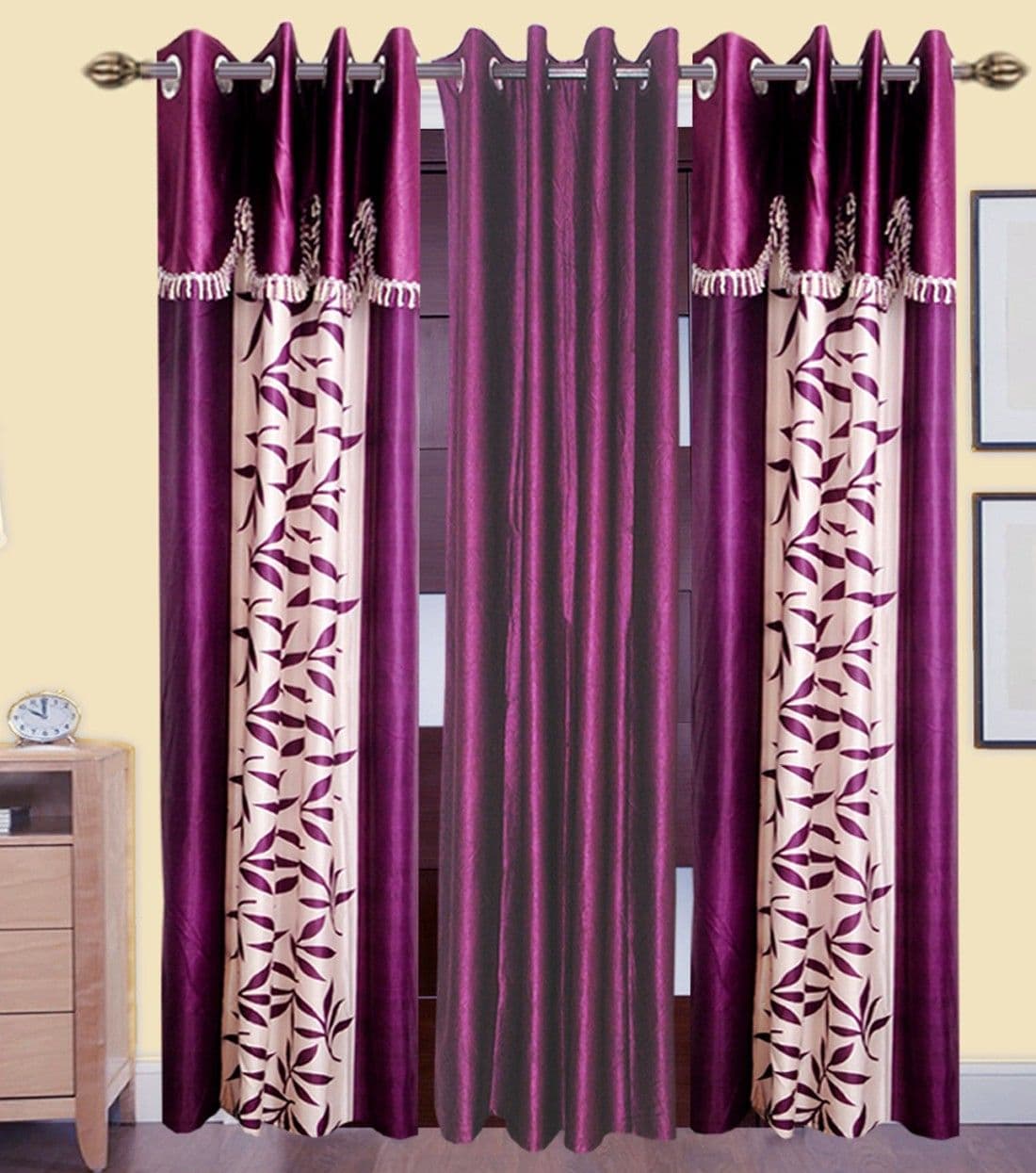 HomeeHub Polyester Multicolor Self Design Eyelet Door Curtain