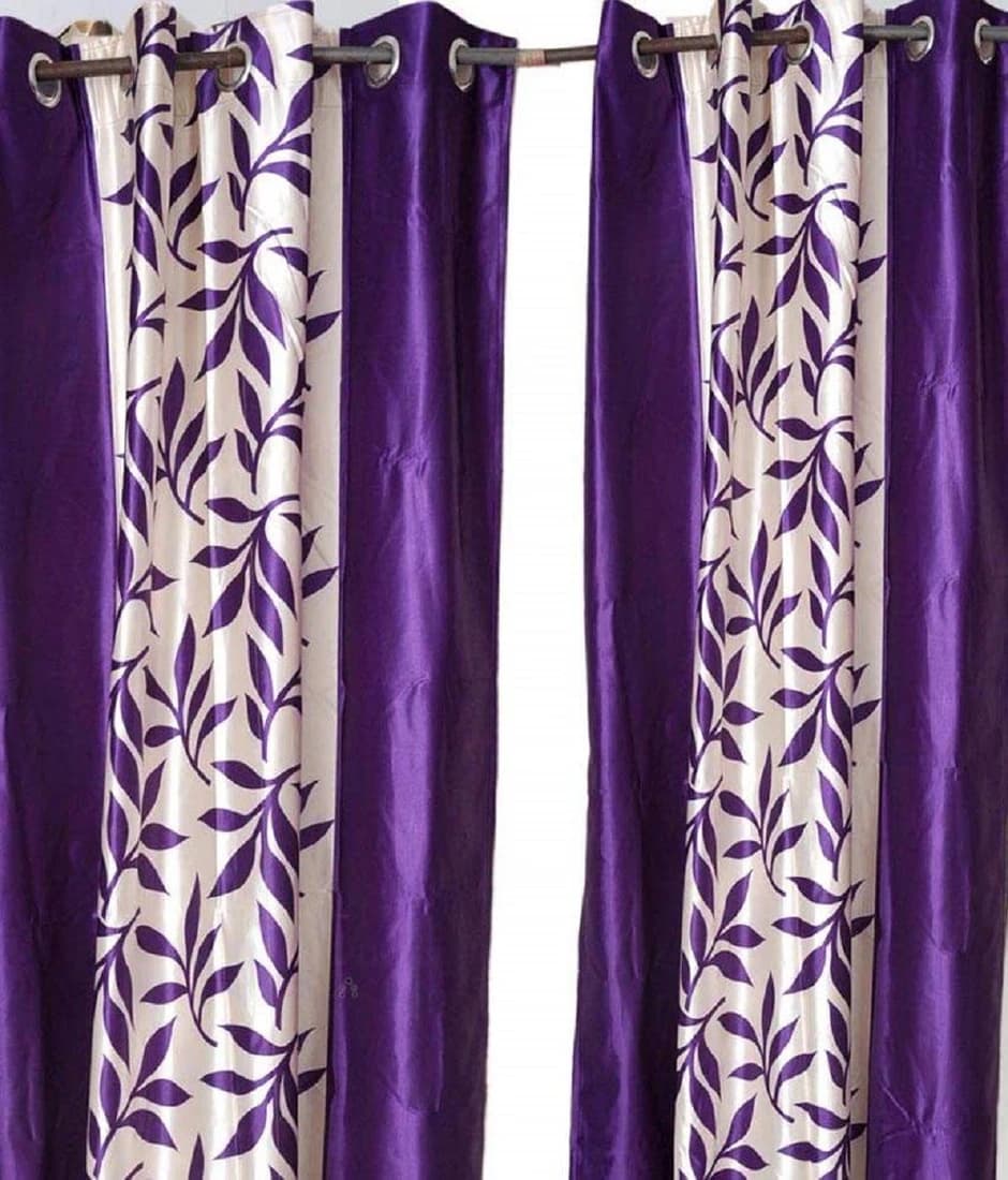 C.E Collection Polyester Purple Floral Eyelet Door Curtain