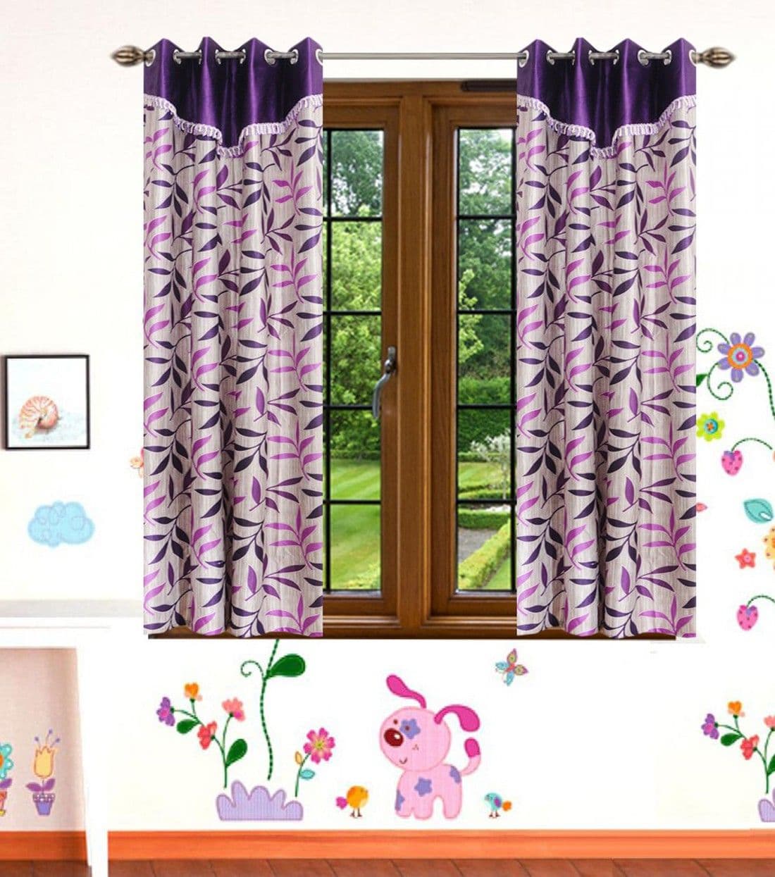 HomeeHub Polyester Multicolor Self Design Eyelet Window Curtain
