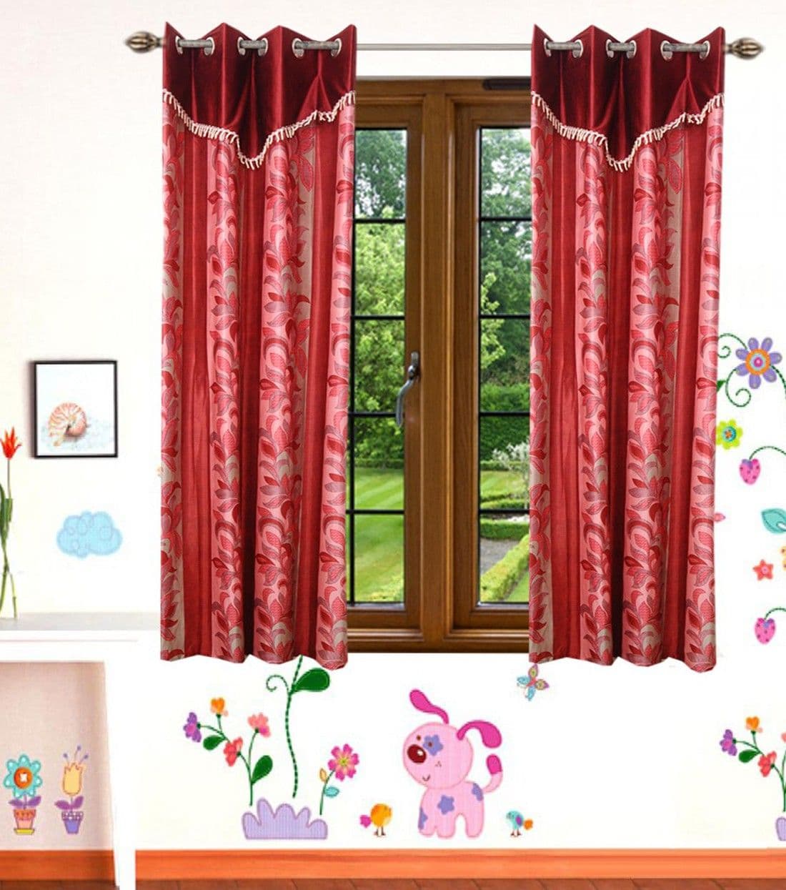 HomeeHub Polyester Multicolor Self Design Eyelet Window Curtain