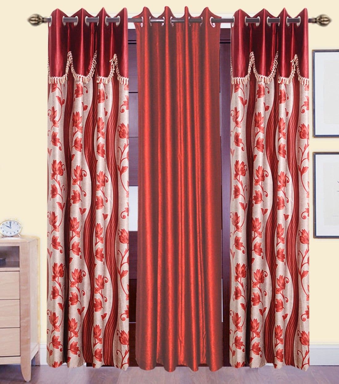 HomeeHub Polyester Multicolor Self Design Eyelet Door Curtain