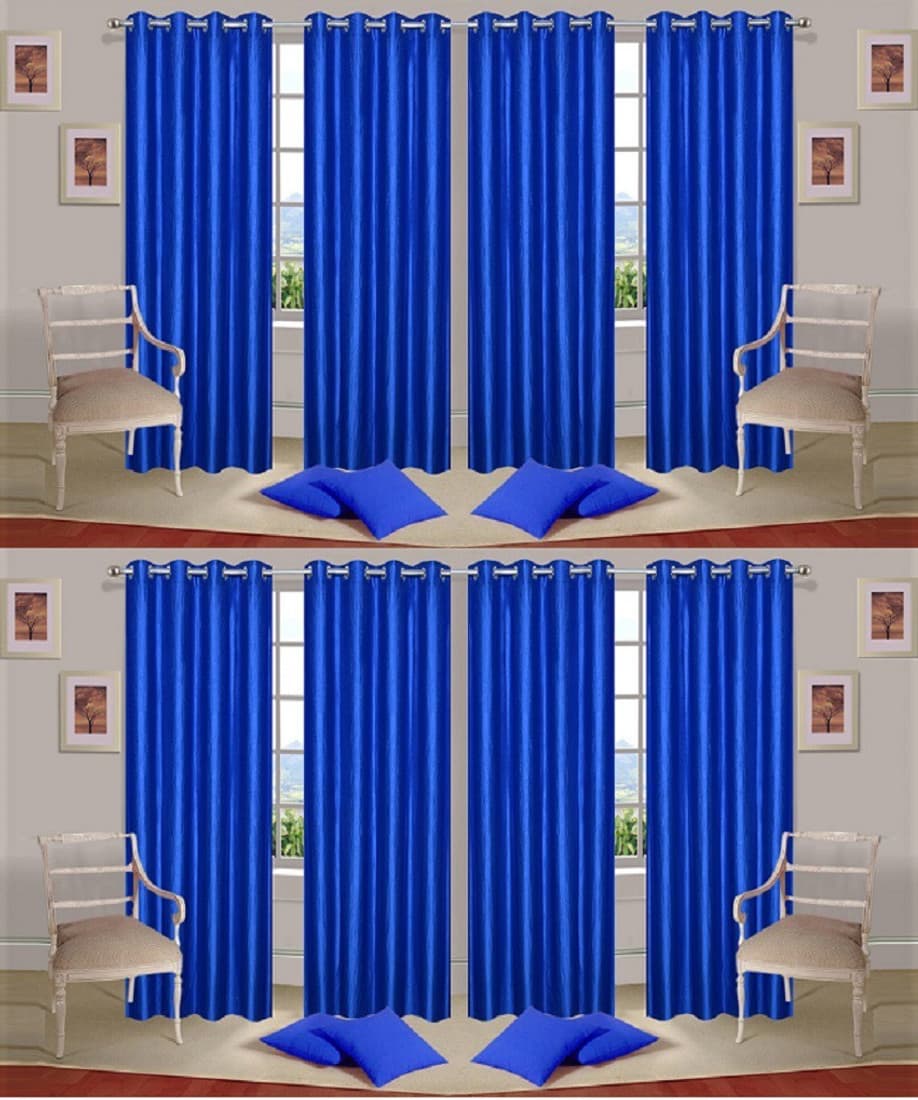 Galaxy Decorations Polyester Royalblue Plain Eyelet Door Curtain