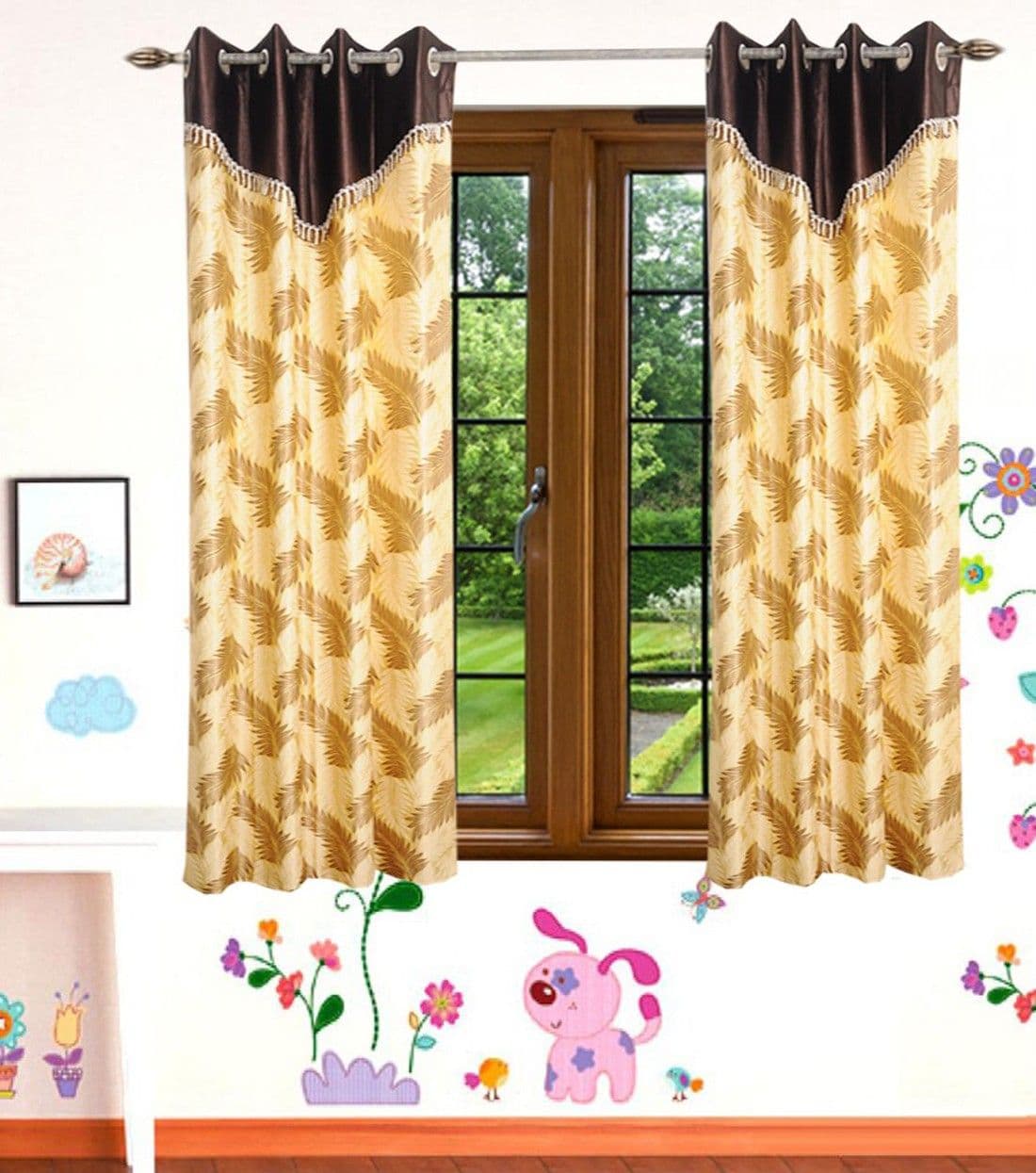 HomeeHub Polyester Multicolor Self Design Eyelet Window Curtain