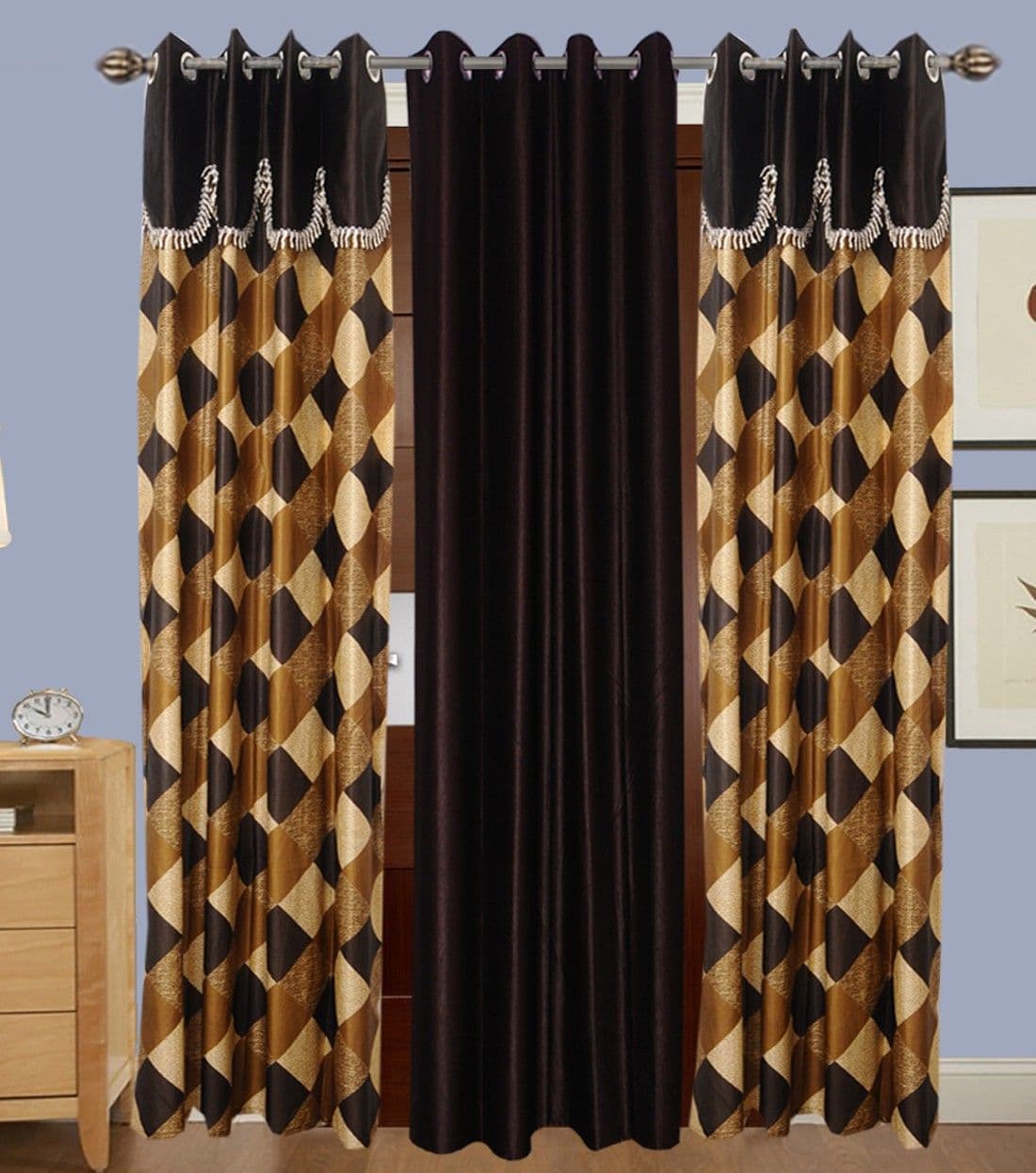HomeeHub Polyester Multicolor Self Design Eyelet Door Curtain