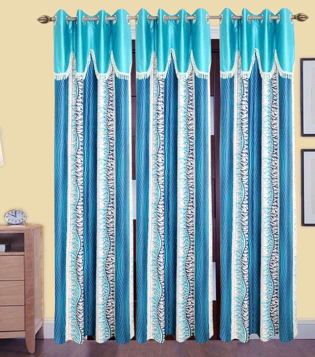 HomeeHub Polyester Multicolor Self Design Eyelet Door Curtain